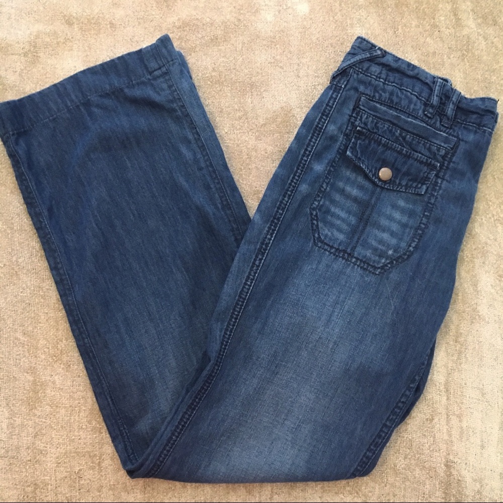 Free People Mid-Rise Jeans with Patch Pockets.